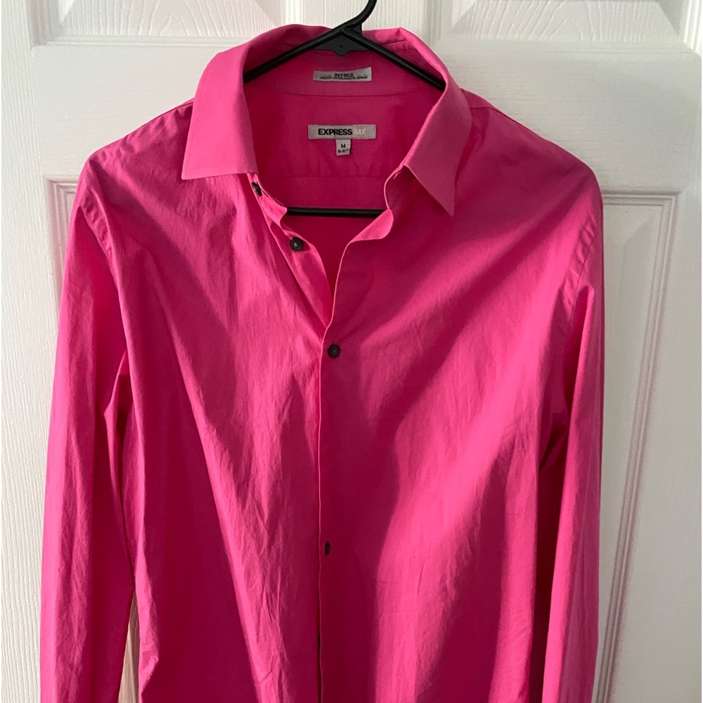 Express button down hot pink fitted
